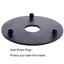 Black Cast Iron Teapot Trivet with Rubber Pegs for Dining and Kitchen Table