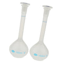 2Pcs Lab 100ml Plastic Clear Long Neck Volumetric Measuring Flask w/ Stopper