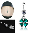 Retro Crystal Clover Navel Piercing Sexy Belly Button Ring Body Piercing   JR