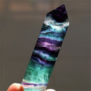 1PC Natural Fluorite Quartz Crystal Stone Colorful Striped Hexagonal Wand3C