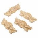 4pcs 9*3.5cm Wood Carved Corner Onlay Applique Door Cabinet Rose Unpainted  Y5S7