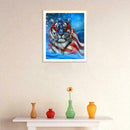 The US Flag Tiger 5D Full Drill Round Diamond Painting Embroidery Kits Gift
