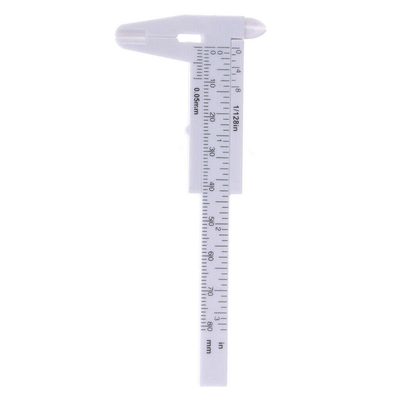 1x Mini sliding vernier caliper plastic measure ruler gauge double scale 80mm Cy