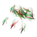 20pcs Feather Fishing Hooks Treble Barbed Squid Fly Tying Lures Baits SZ005