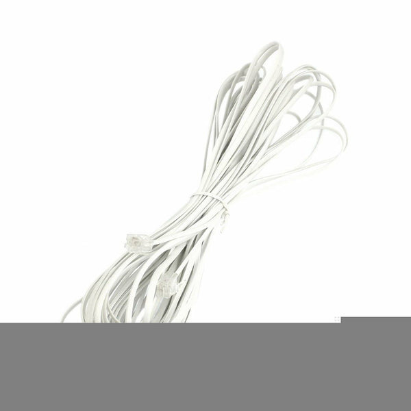 White Male 6P2C RJ11 Plug Telephone Fax Modem Line Cable, 14M for Landline Z8S5