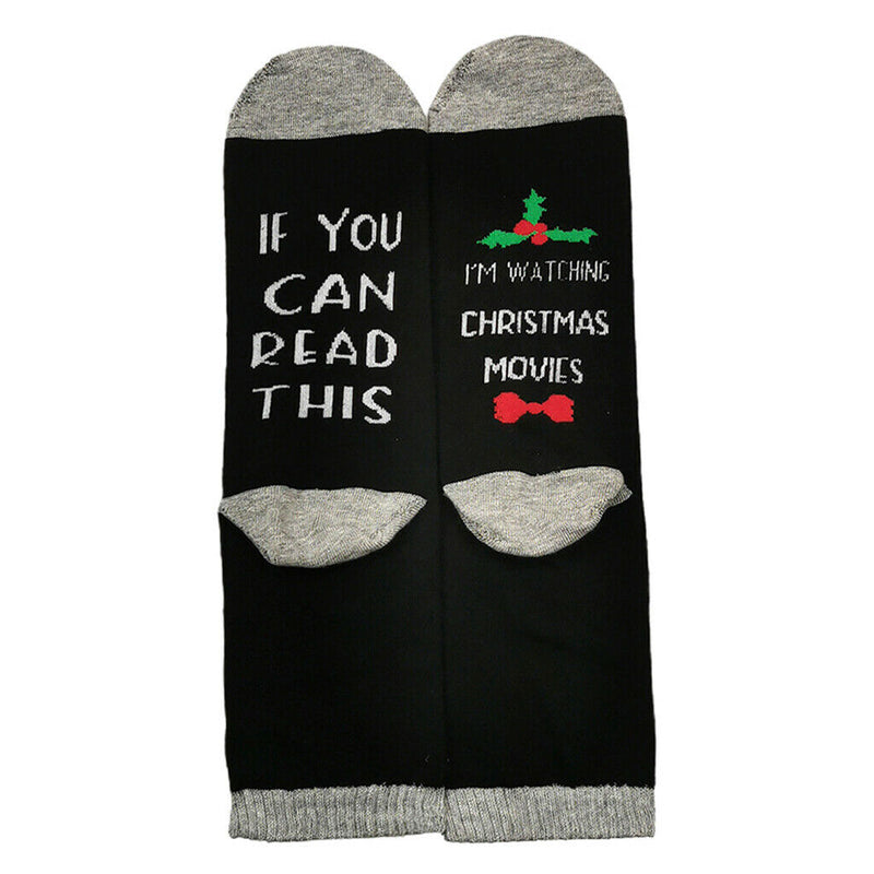 Unisex Christmas Design Socks Cotton Novelty Festive Sock One Size Dark Gray