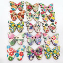 100Pcs/lot Mixed Bulk 2 Holes Butterfly Wooden Sewing Buttons Scrapbooking