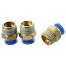 3 Pcs PT 1/4" Male Thread to 6mm Put in Fitting Dual Way Pneumatic Adapter K1H6