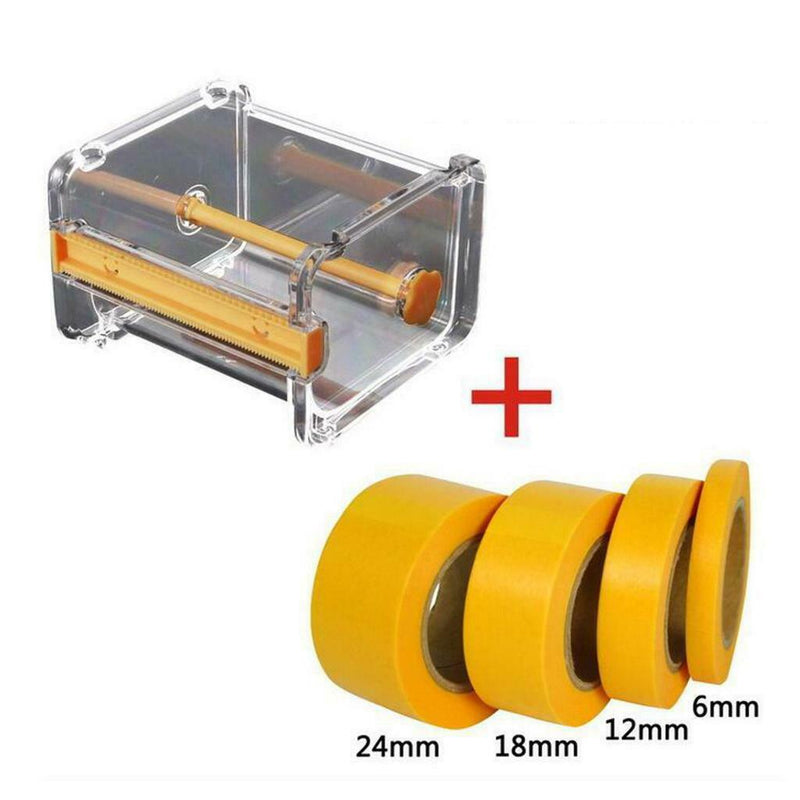 Painting Adhesive Tape Storage Box Cutter w/ Paint Roll Tapes 6/12/18/24mm