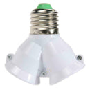 2Head  E27 to 2 E27 Lamp Socket Splitter Adapter Light Bulb Base Stand Holder.