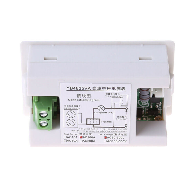 AC Digital Ammeter Voltmeter LCD Panel Amp Volt Meter 100A 300V White