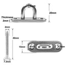 8Pcs Stainless Steel Pad Eye Plate U Hooks + 8Pcs Stainless Steel Snap Hook