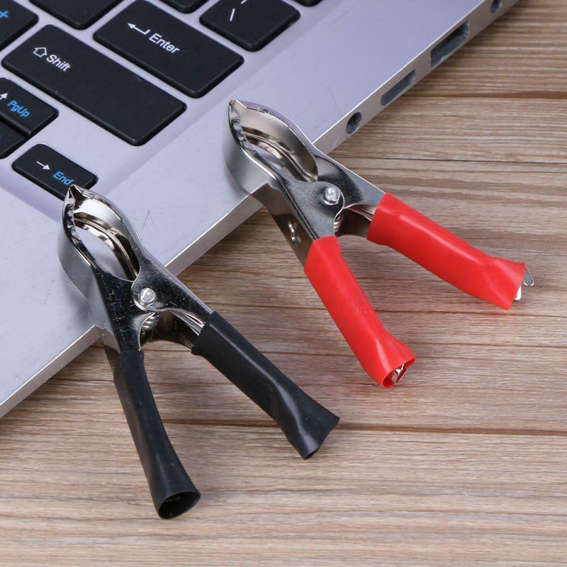 2Red+ 2Black 30A 75mm Nickel Coated Car Battery Test Clips Alligator Clamps A