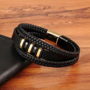 Leather Rope Bracelet Stainless Steel Leather Woven Bracelet Leather Multi-