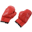 Sponge Padded Red Faux Leather Boxing Gloves for Child