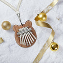 8 Keys Thumb Piano Bear Shape Mahogany Board Mini Kalimba with Lanyard