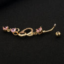 Love Heart Crystal Gem Navel Buckle Belly Ring Piercing Body Diamond Inlaid R4M9