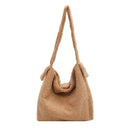 Plush Women Shoulder Messenger Bag Solid Big Capacity Shoulder Tote (Khaki)