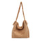 Plush Women Shoulder Messenger Bag Solid Big Capacity Shoulder Tote (Khaki)