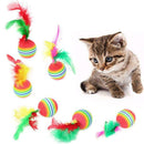 5pcs Cat Ball Toys With Feather Pets Kitten Teaser Interactive Funny Supply