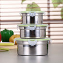 3Pcs Round Lunch Box Stainless Steel Lunch Box 280/500 / 900Ml Leakproof Lu