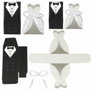 100X Tuxedo Dress Bride Wedding Bomboniere Ribbon Boxes Favor Guest Candy Gift