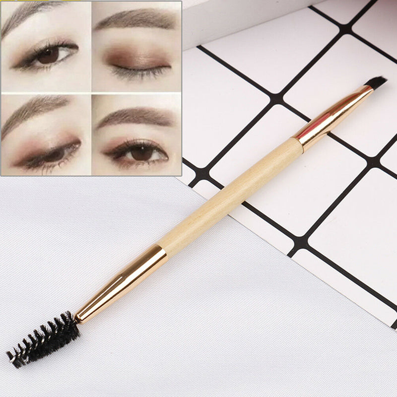 Pro makeup tools bamboo handle double eyebrow brush + eyebrow comb brushes B Hn