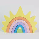 6 Colors Wooden Stacking Stacker Blocks Rainbow Shape Kid's Gift