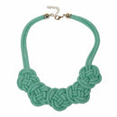 Bright Neon Knot Fabric Statement Collar Necklace - Green