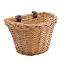 Children Bicycle Basket Handle Bar Wicker Woven Carrier Cycling Bags (L)