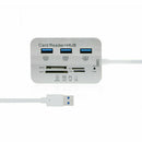 White 3-Port USB 3.0 Hub MS SD M2 TF Multi-In-1 Memory Card Reader Adapter YJN