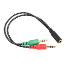 2 Pcs 3.5mm Stereo Jack 1 Female to 2 Male Headphone Microphone Audio Cable