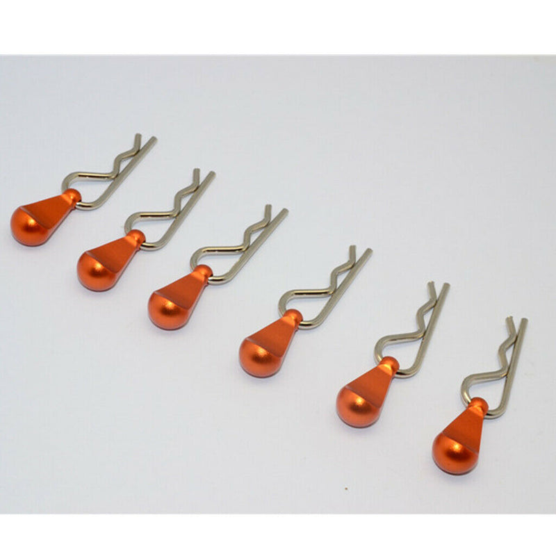 6x Metal Body Clip Pins w/ Pull Tabs for 1/16 1/18 1/24 1/28 RC Truck Buggy