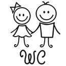 2X(Funny Bathroom Sign Toilet Door Plate Winomo Removable Animation Wc Stic