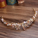 Baroque Rhinestone Pink Crystal Beads Bride Crown Tiara Wedding Bridal Diad