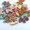 Mixed Random Dog Shaped Wood Wooden Buttons for Sewing Crafting Pack of 100 T2G8