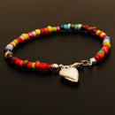 Boho Multicolor Bead Heart Pendant Bracelets Bangle Charm Women Jewelry Gift Gw