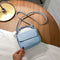Solid PU Shoulder Bag Women Acrylic Chain Crossbody Small Handbag (Blue)