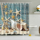 Bathroom Blue Conch Starfish Beach Print Mildew-proof Waterproof Shower Curt Hn