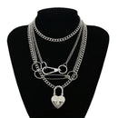 Multilayer Punk Love Heart Hollow Out Choker Metal Chain Necklace Jewelry GS Hn