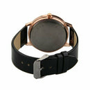 Women Black PU Leather Moustache Dial Quartz Wrist Watch Fashion B6R6