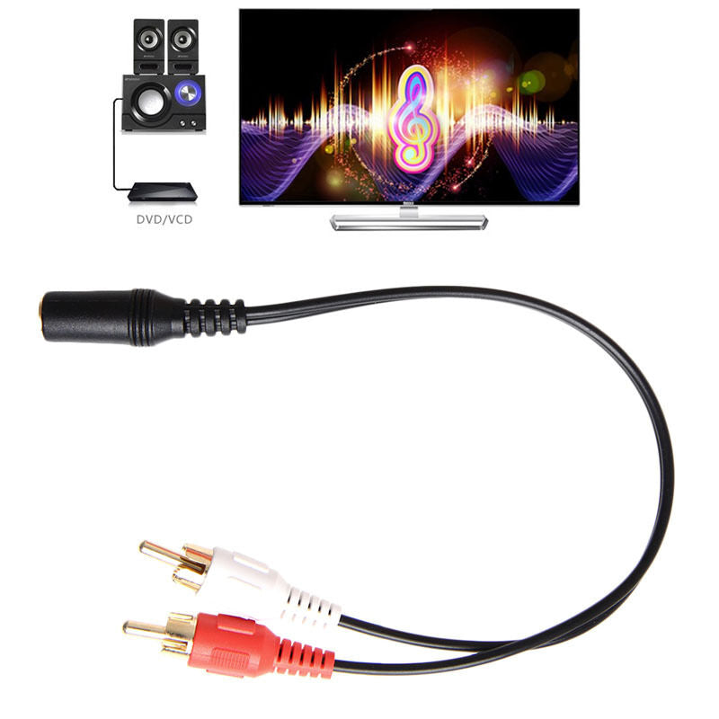 3.5mm AUX Male to 2 RCA Female Splitter Cable Stereo Audio AV Adapter Cord 1Pc