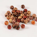 100 pcs round printed wooden beads, DIY jewelry loose beads beads