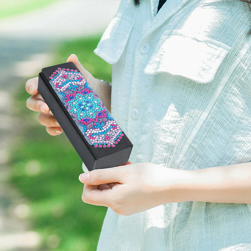 DIY Diamond Painting Leather Eye Glasses Box Travel Sunglasses Storage Case
