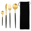5pcs Portable Stainless Steel Tableware Dinnerware Travel Camp Cutlery Set