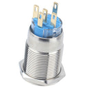 12V Stainless Steel Resetable Push Button Switch Blue Ring LED Light