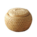 Natural Round Bamboo Tea Box Candy Dried Foods Jar Container Storage M