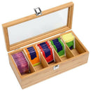 Bamboo System Tea Bag Jewelry Organizer Storage Box 5 Compartments Tea Box