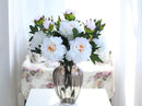 1x Artificial Peony Silk Flowers Bouquet 1 Flower 1 Bud Arrangements White