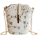 Fashion Handbags New Bucket Bag Solid Color Embroidery Chain Wild Bag Shoul